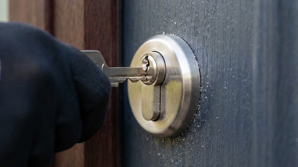 A new anti-snap euro-cylinder lock being fitted